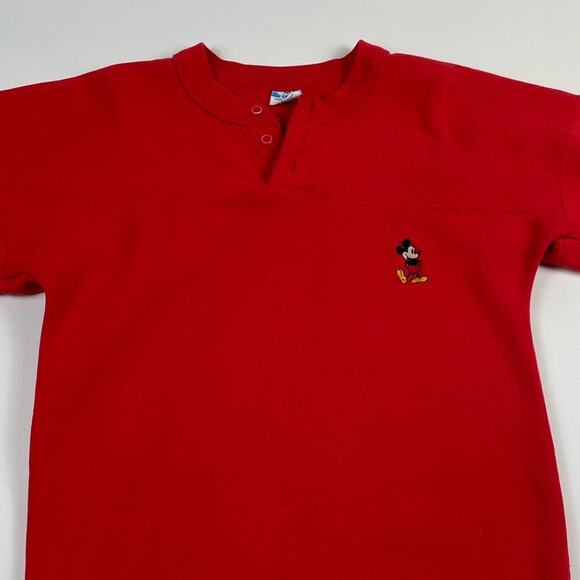 Vintage Disney Mickey Mouse Red Button Collar 80s Henley Sweatshirt Size Medium - Picture 3 of 7